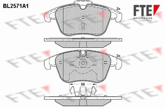 Bremsbelagsatz, Scheibenbremse Vorderachse FTE 9010822 Bild Bremsbelagsatz, Scheibenbremse Vorderachse FTE 9010822