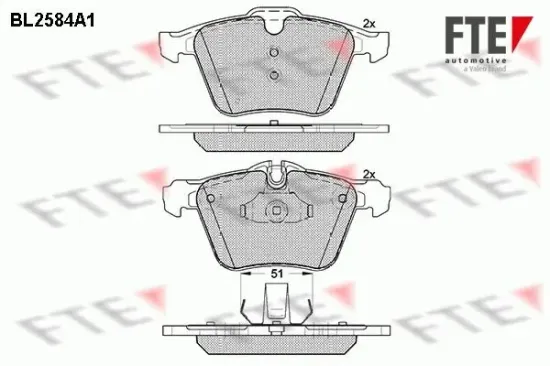 Bremsbelagsatz, Scheibenbremse Vorderachse FTE 9010835 Bild Bremsbelagsatz, Scheibenbremse Vorderachse FTE 9010835