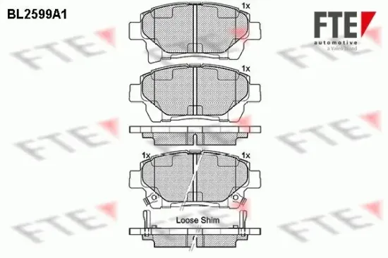 Bremsbelagsatz, Scheibenbremse Vorderachse FTE 9010851 Bild Bremsbelagsatz, Scheibenbremse Vorderachse FTE 9010851