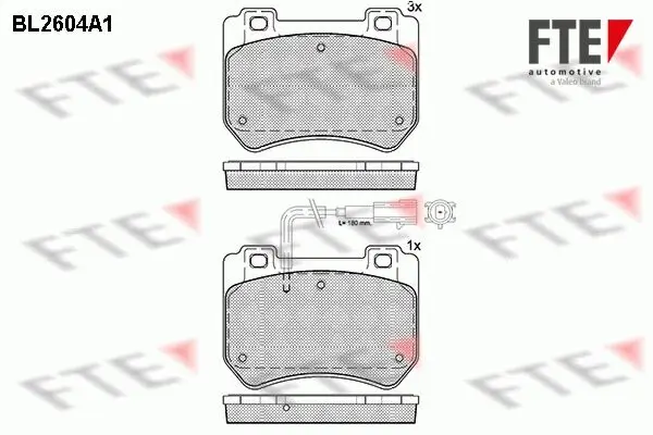 Bremsbelagsatz, Scheibenbremse Vorderachse FTE 9010854