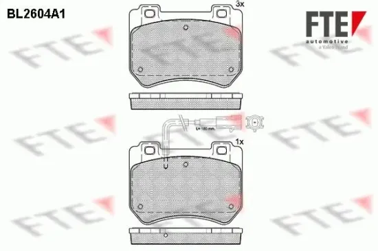Bremsbelagsatz, Scheibenbremse Vorderachse FTE 9010854 Bild Bremsbelagsatz, Scheibenbremse Vorderachse FTE 9010854