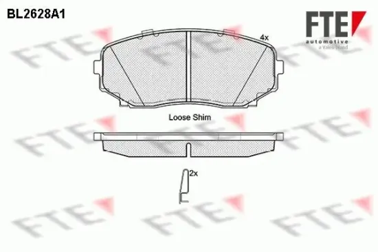 Bremsbelagsatz, Scheibenbremse Vorderachse FTE BL2628A1 Bild Bremsbelagsatz, Scheibenbremse Vorderachse FTE BL2628A1