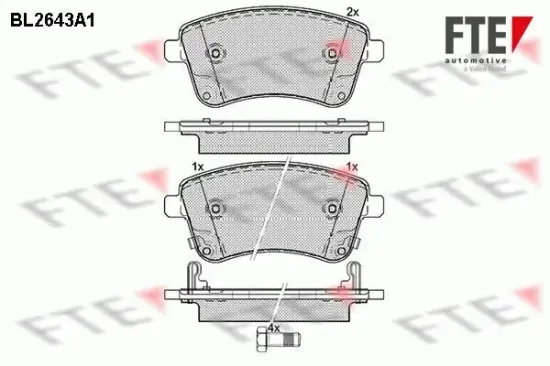 Bremsbelagsatz, Scheibenbremse Vorderachse FTE 9010885 Bild Bremsbelagsatz, Scheibenbremse Vorderachse FTE 9010885