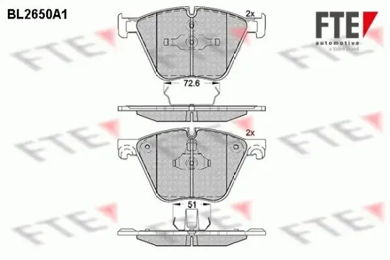 Bremsbelagsatz, Scheibenbremse Vorderachse FTE 9011038 Bild Bremsbelagsatz, Scheibenbremse Vorderachse FTE 9011038