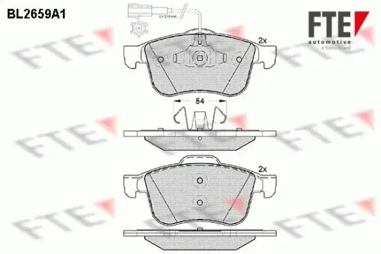 Bremsbelagsatz, Scheibenbremse Vorderachse FTE 9010898 Bild Bremsbelagsatz, Scheibenbremse Vorderachse FTE 9010898