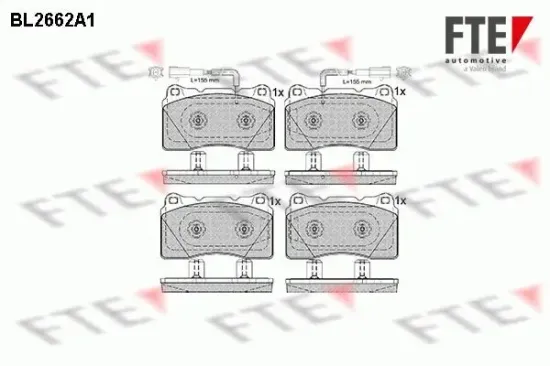 Bremsbelagsatz, Scheibenbremse Vorderachse FTE 9010901 Bild Bremsbelagsatz, Scheibenbremse Vorderachse FTE 9010901