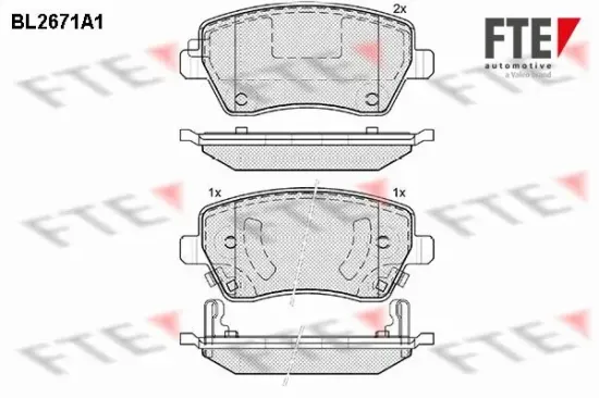 Bremsbelagsatz, Scheibenbremse Vorderachse FTE 9010906 Bild Bremsbelagsatz, Scheibenbremse Vorderachse FTE 9010906