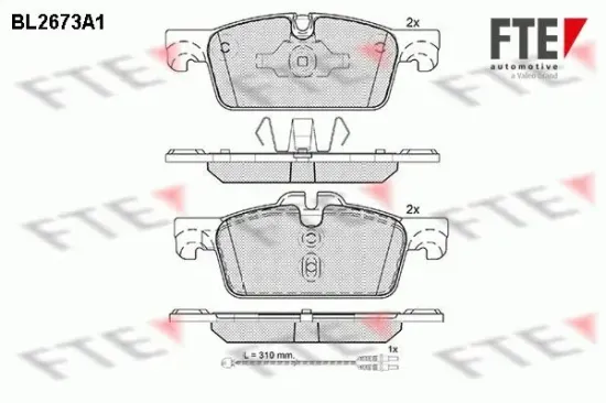 Bremsbelagsatz, Scheibenbremse Vorderachse FTE 9010908 Bild Bremsbelagsatz, Scheibenbremse Vorderachse FTE 9010908