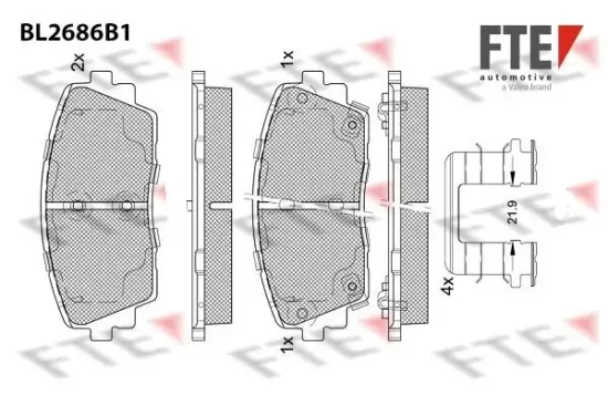 Bremsbelagsatz, Scheibenbremse Vorderachse FTE 9011091 Bild Bremsbelagsatz, Scheibenbremse Vorderachse FTE 9011091