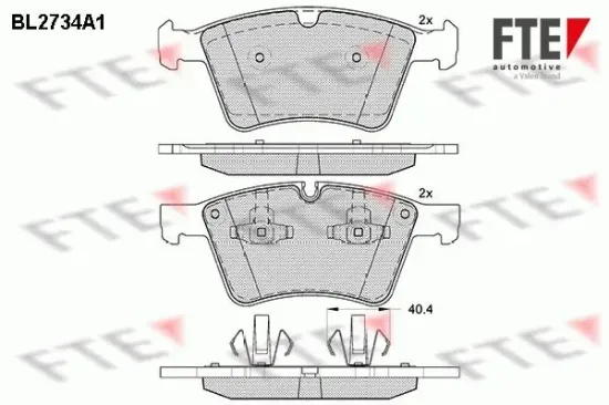 Bremsbelagsatz, Scheibenbremse Vorderachse FTE 9011054 Bild Bremsbelagsatz, Scheibenbremse Vorderachse FTE 9011054