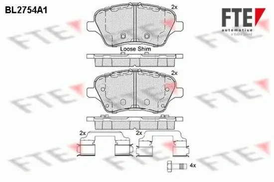 Bremsbelagsatz, Scheibenbremse Vorderachse FTE 9010961 Bild Bremsbelagsatz, Scheibenbremse Vorderachse FTE 9010961