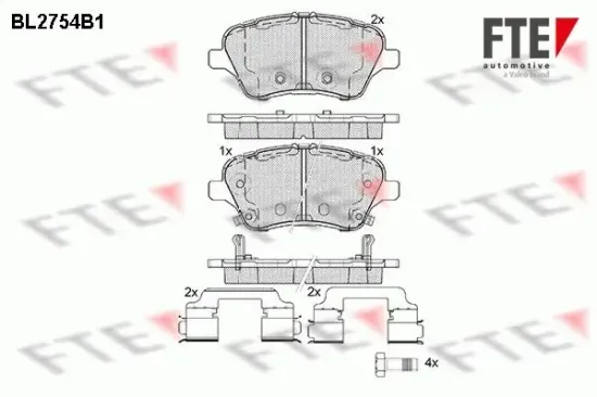 Bremsbelagsatz, Scheibenbremse Vorderachse FTE 9010962 Bild Bremsbelagsatz, Scheibenbremse Vorderachse FTE 9010962