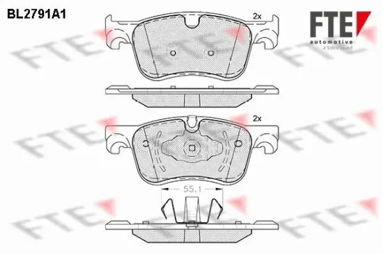 Bremsbelagsatz, Scheibenbremse Vorderachse FTE 9010984 Bild Bremsbelagsatz, Scheibenbremse Vorderachse FTE 9010984