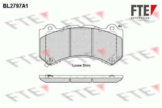 Bremsbelagsatz, Scheibenbremse Vorderachse FTE 9010989 Bild Bremsbelagsatz, Scheibenbremse Vorderachse FTE 9010989