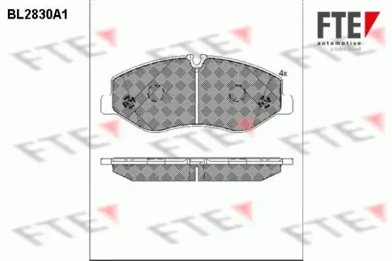 Bremsbelagsatz, Scheibenbremse Vorderachse FTE 9011010 Bild Bremsbelagsatz, Scheibenbremse Vorderachse FTE 9011010