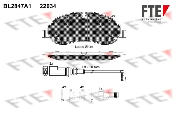 Bremsbelagsatz, Scheibenbremse Vorderachse FTE 9011023