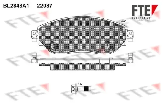 Bremsbelagsatz, Scheibenbremse Vorderachse FTE 9011024 Bild Bremsbelagsatz, Scheibenbremse Vorderachse FTE 9011024