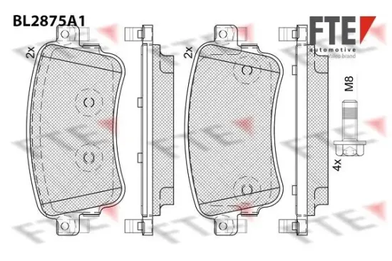 Bremsbelagsatz, Scheibenbremse Hinterachse FTE 9011115 Bild Bremsbelagsatz, Scheibenbremse Hinterachse FTE 9011115