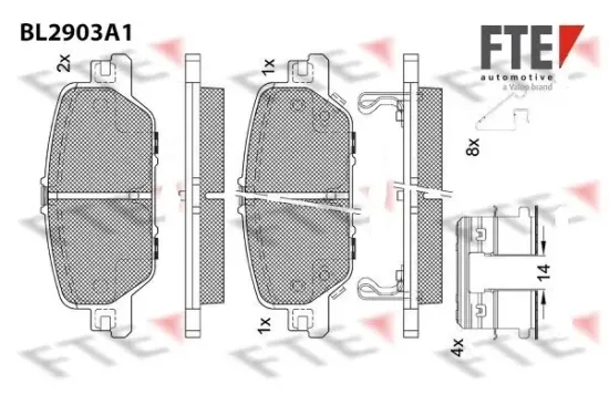 Bremsbelagsatz, Scheibenbremse Hinterachse FTE 9011145 Bild Bremsbelagsatz, Scheibenbremse Hinterachse FTE 9011145