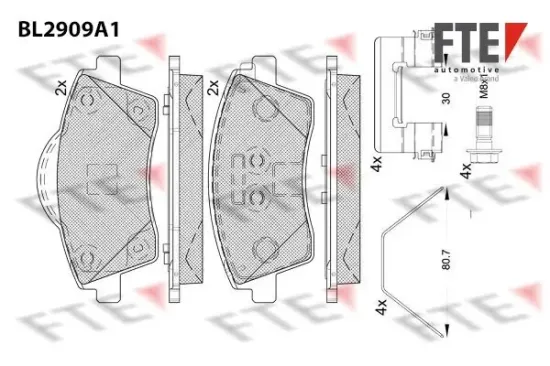 Bremsbelagsatz, Scheibenbremse Vorderachse FTE 9011151 Bild Bremsbelagsatz, Scheibenbremse Vorderachse FTE 9011151