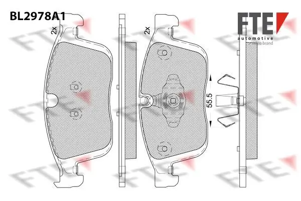 Bremsbelagsatz, Scheibenbremse Vorderachse FTE 9011224