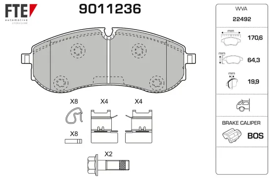 Bremsbelagsatz, Scheibenbremse Hinterachse FTE 9011236 Bild Bremsbelagsatz, Scheibenbremse Hinterachse FTE 9011236