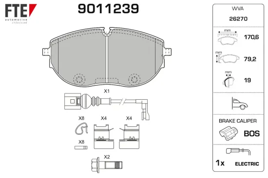 Bremsbelagsatz, Scheibenbremse Vorderachse FTE 9011239 Bild Bremsbelagsatz, Scheibenbremse Vorderachse FTE 9011239
