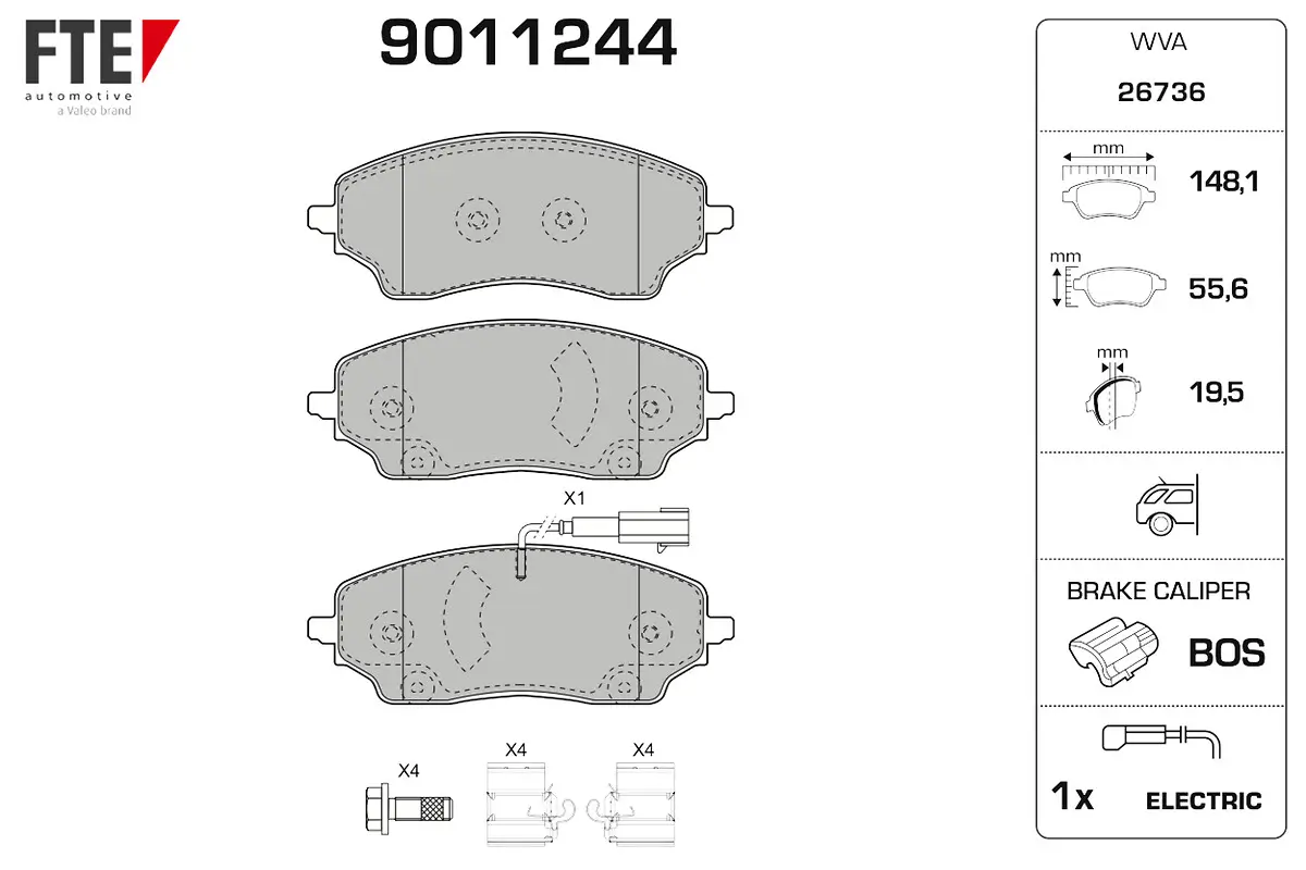 Bremsbelagsatz, Scheibenbremse Hinterachse FTE 9011244