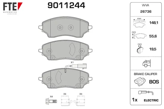 Bremsbelagsatz, Scheibenbremse Hinterachse FTE 9011244 Bild Bremsbelagsatz, Scheibenbremse Hinterachse FTE 9011244
