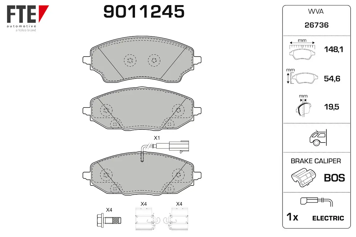 Bremsbelagsatz, Scheibenbremse Hinterachse FTE 9011245