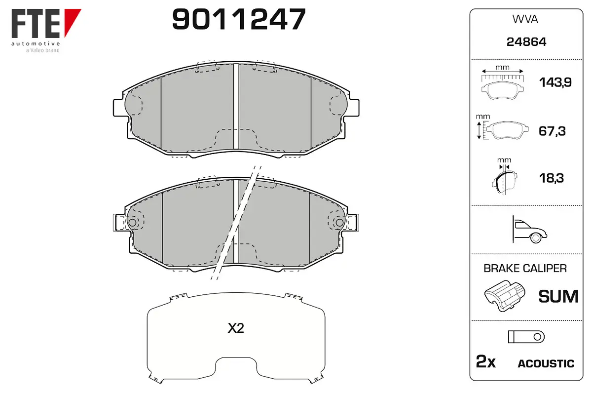Bremsbelagsatz, Scheibenbremse Vorderachse FTE 9011247
