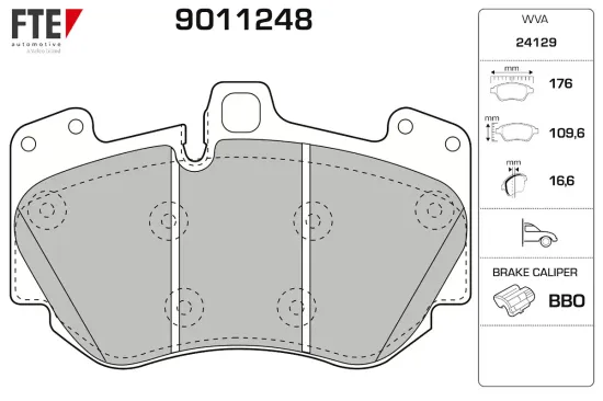 Bremsbelagsatz, Scheibenbremse Vorderachse FTE 9011248 Bild Bremsbelagsatz, Scheibenbremse Vorderachse FTE 9011248