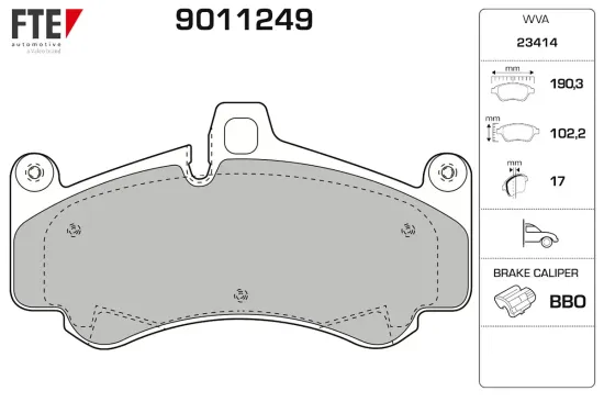 Bremsbelagsatz, Scheibenbremse Vorderachse FTE 9011249 Bild Bremsbelagsatz, Scheibenbremse Vorderachse FTE 9011249