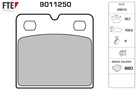 Bremsbelagsatz, Scheibenbremse Hinterachse FTE 9011250 Bild Bremsbelagsatz, Scheibenbremse Hinterachse FTE 9011250