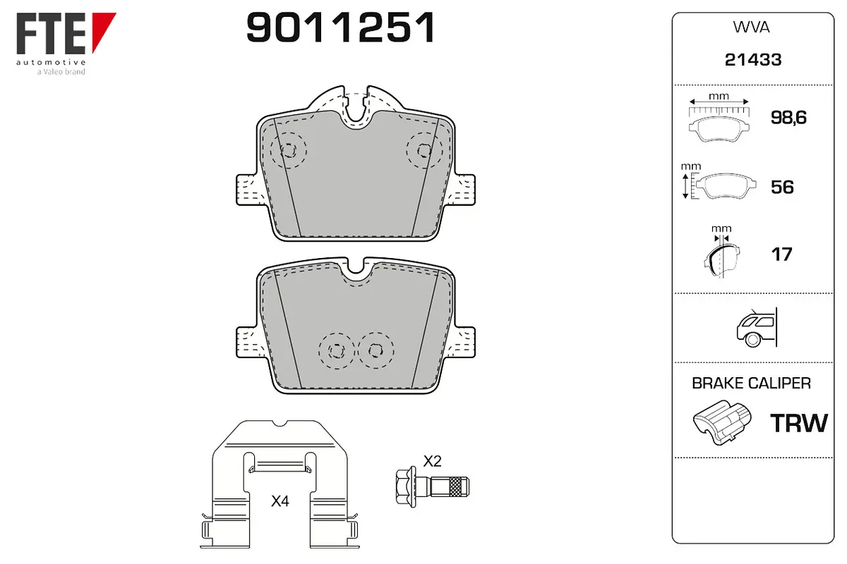 Bremsbelagsatz, Scheibenbremse Hinterachse FTE 9011251