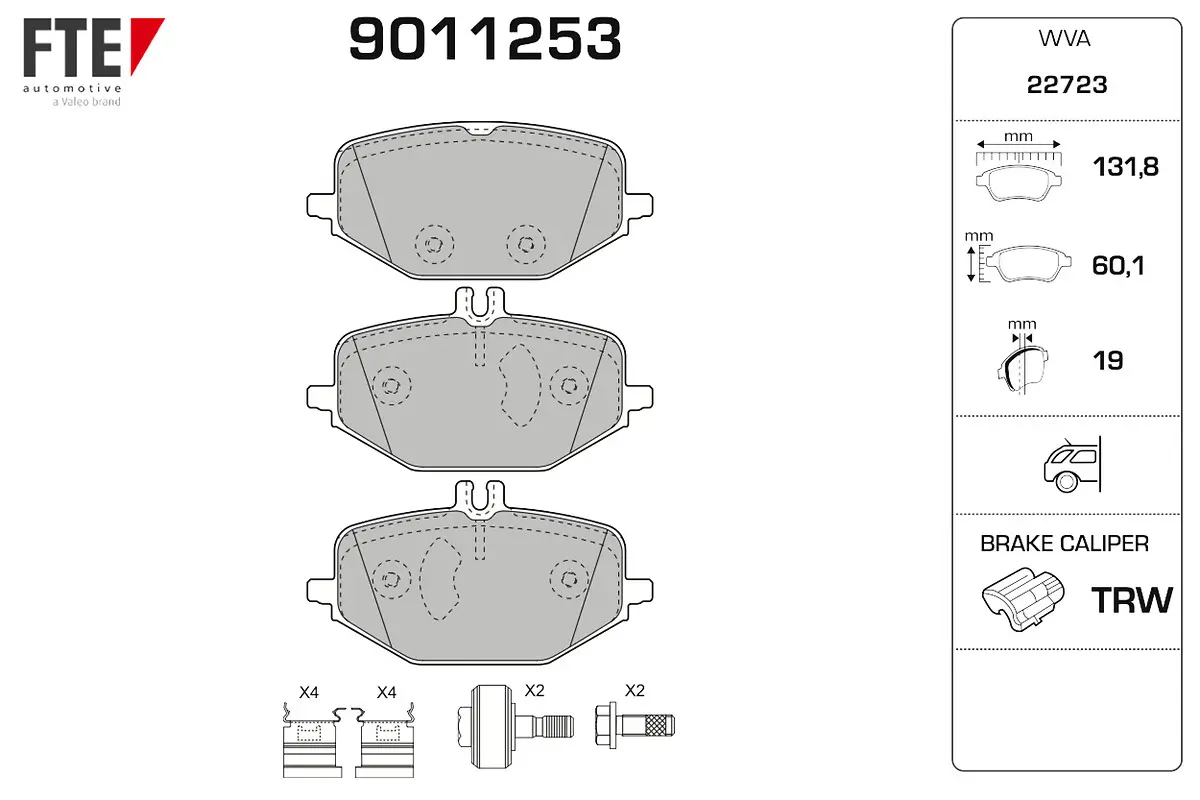 Bremsbelagsatz, Scheibenbremse Hinterachse FTE 9011253