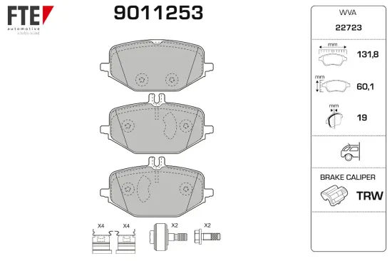 Bremsbelagsatz, Scheibenbremse Hinterachse FTE 9011253 Bild Bremsbelagsatz, Scheibenbremse Hinterachse FTE 9011253