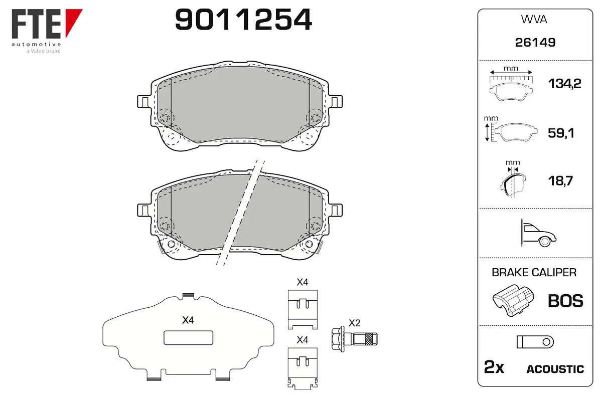 Bremsbelagsatz, Scheibenbremse Vorderachse FTE 9011254