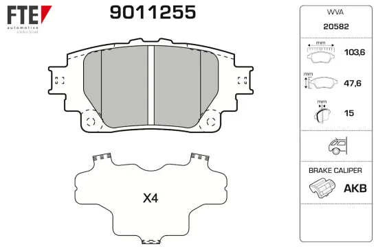 Bremsbelagsatz, Scheibenbremse Hinterachse FTE 9011255 Bild Bremsbelagsatz, Scheibenbremse Hinterachse FTE 9011255