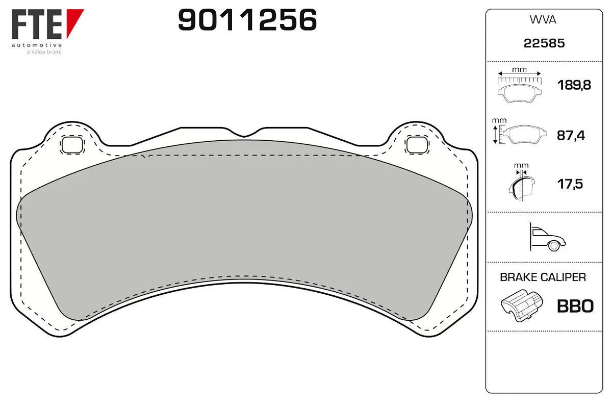 Bremsbelagsatz, Scheibenbremse Vorderachse FTE 9011256
