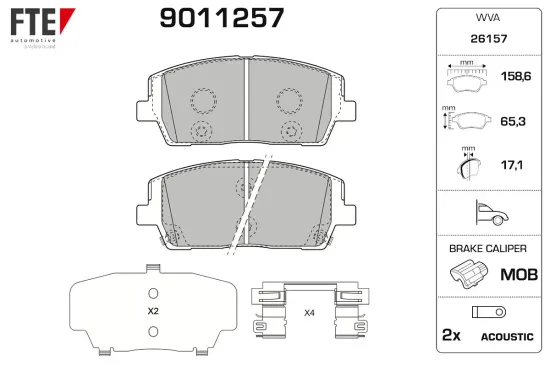 Bremsbelagsatz, Scheibenbremse Vorderachse FTE 9011257 Bild Bremsbelagsatz, Scheibenbremse Vorderachse FTE 9011257