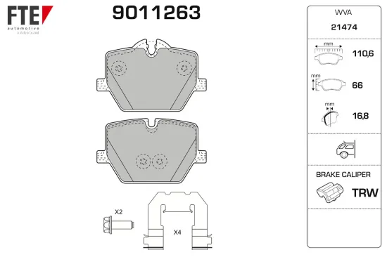 Bremsbelagsatz, Scheibenbremse Hinterachse FTE 9011263 Bild Bremsbelagsatz, Scheibenbremse Hinterachse FTE 9011263