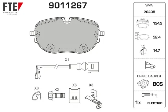 Bremsbelagsatz, Scheibenbremse Vorderachse FTE 9011267 Bild Bremsbelagsatz, Scheibenbremse Vorderachse FTE 9011267