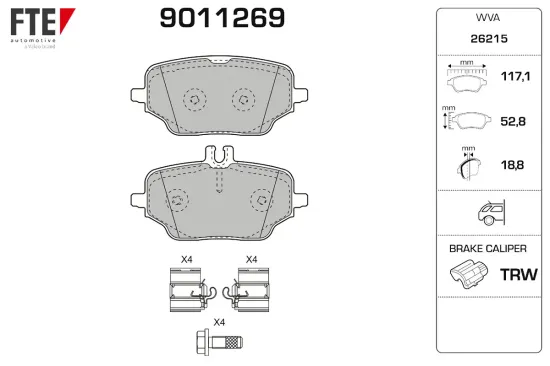 Bremsbelagsatz, Scheibenbremse Hinterachse FTE 9011269 Bild Bremsbelagsatz, Scheibenbremse Hinterachse FTE 9011269