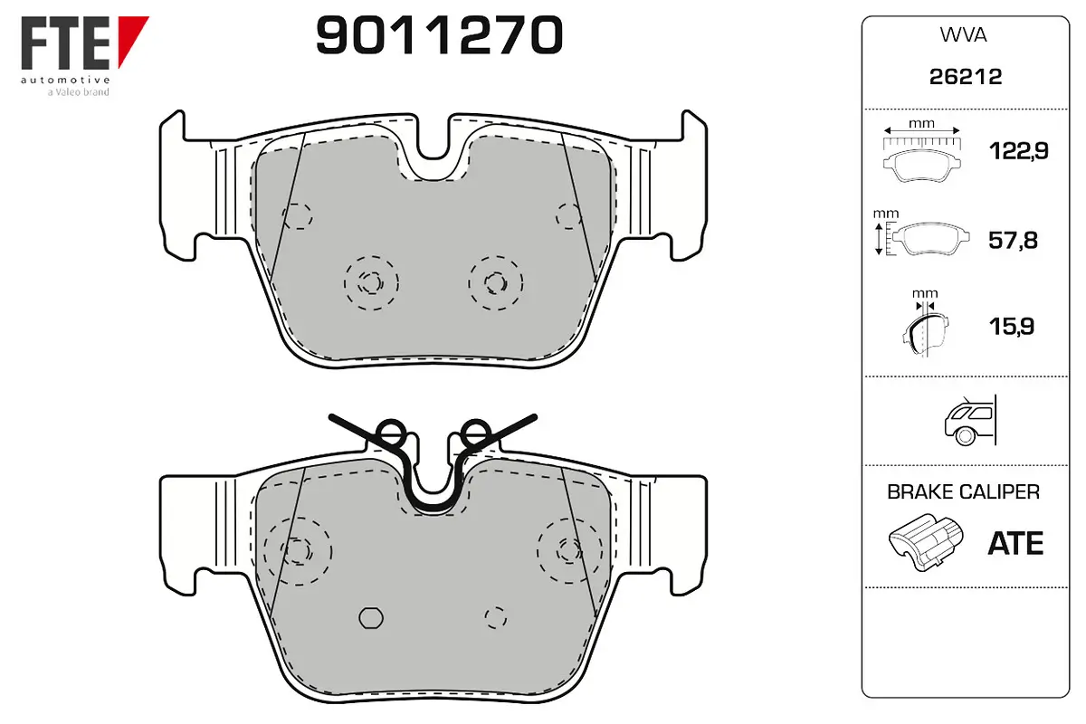 Bremsbelagsatz, Scheibenbremse Hinterachse FTE 9011270