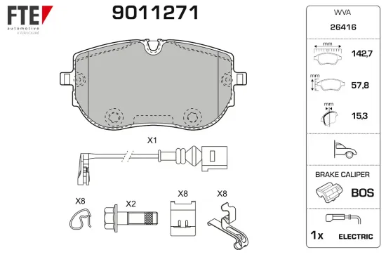 Bremsbelagsatz, Scheibenbremse Vorderachse FTE 9011271 Bild Bremsbelagsatz, Scheibenbremse Vorderachse FTE 9011271