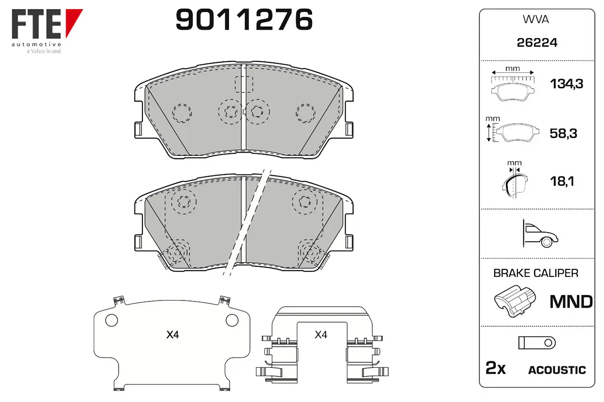Bremsbelagsatz, Scheibenbremse Vorderachse FTE 9011276