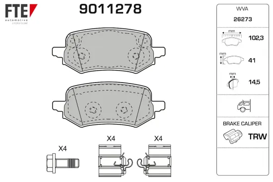 Bremsbelagsatz, Scheibenbremse Hinterachse FTE 9011278 Bild Bremsbelagsatz, Scheibenbremse Hinterachse FTE 9011278