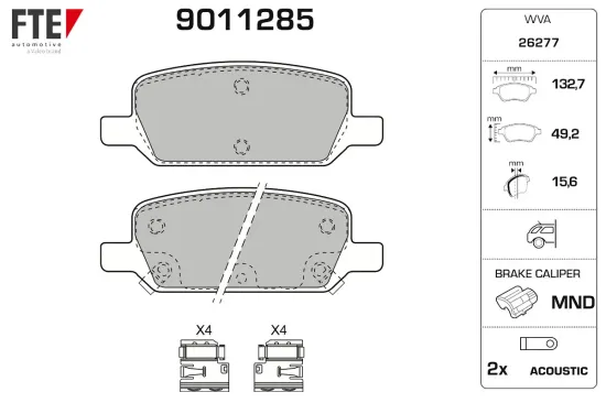Bremsbelagsatz, Scheibenbremse Hinterachse FTE 9011285 Bild Bremsbelagsatz, Scheibenbremse Hinterachse FTE 9011285