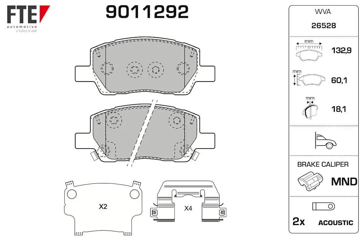 Bremsbelagsatz, Scheibenbremse Vorderachse FTE 9011292